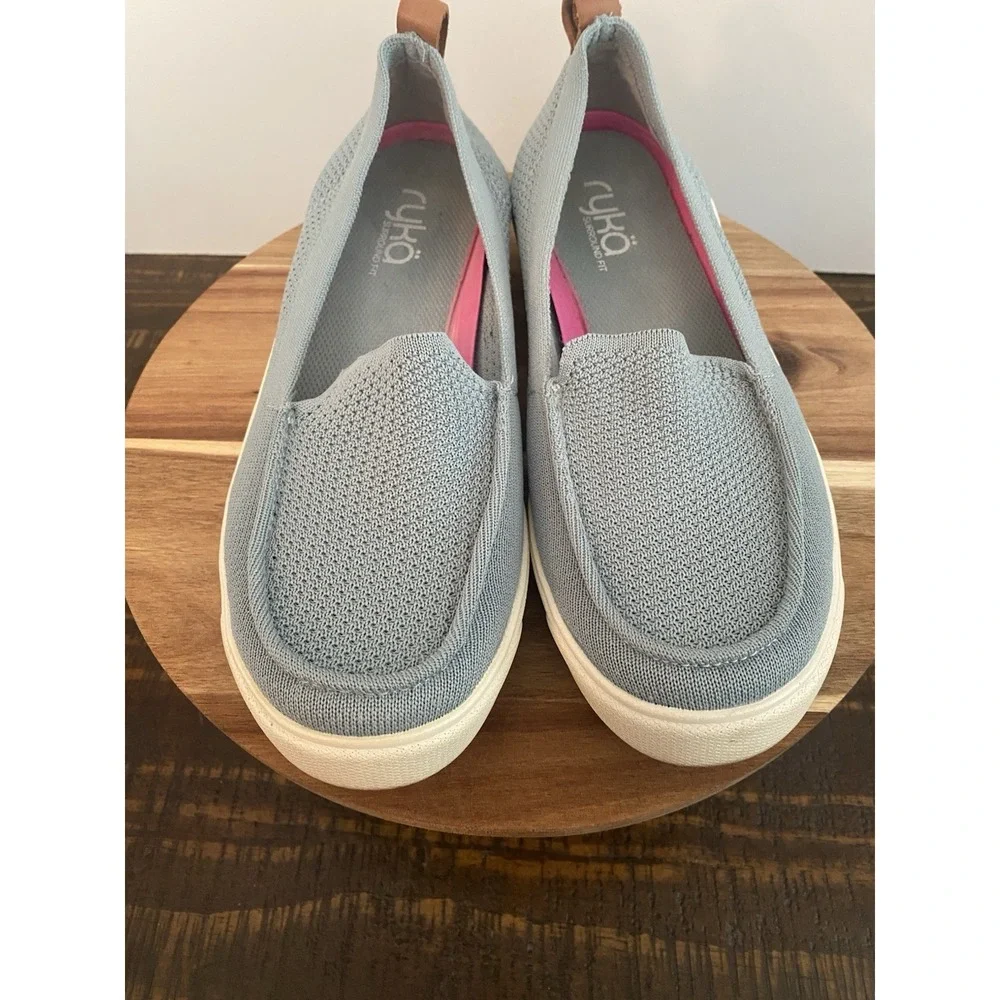 Woman's Ryka Veronica Size 8.5 Slate Grey Slip On Loafers Walking Shoes EUC